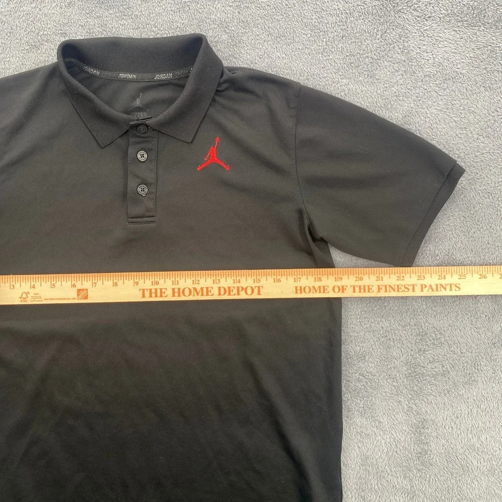 Jordan Polo Shirt Youth XL Black Red Jumpman Logo Dri-FIT Short Sleeve Top